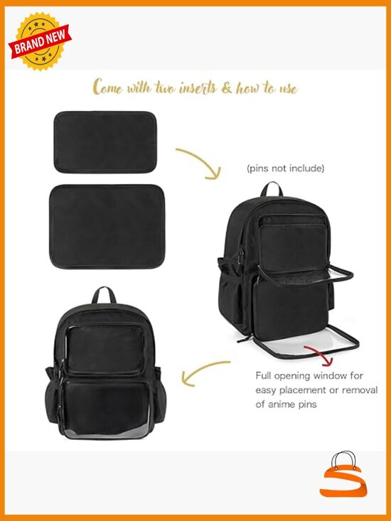 Ita Bag Backpack with Pin Display Window, Fits 15\